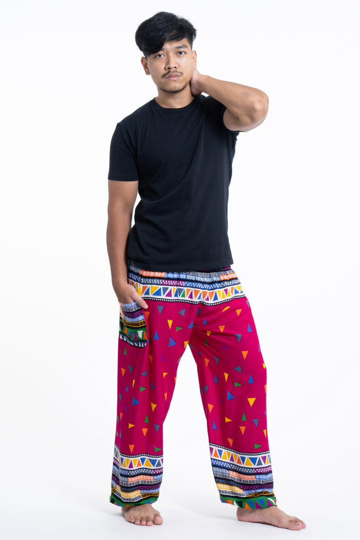 Triangles Men's Harem Pants in Pink