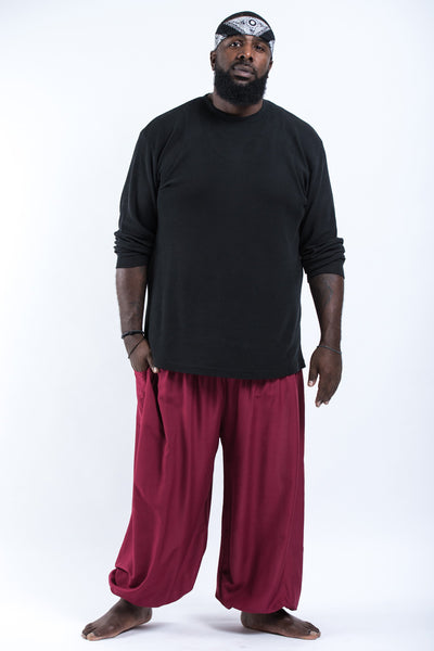 Plus Size Solid Color Men's Harem Pants in Red