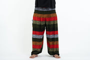 Plus Size Boho Striped Men's Harem Pants in Green