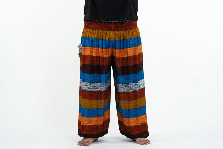 Plus Size Boho Striped Men's Harem Pants in Rust