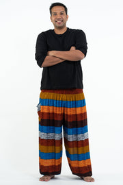 Plus Size Boho Striped Men's Harem Pants in Rust