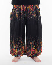 Plus Size Floral Men's Harem Pants in Black