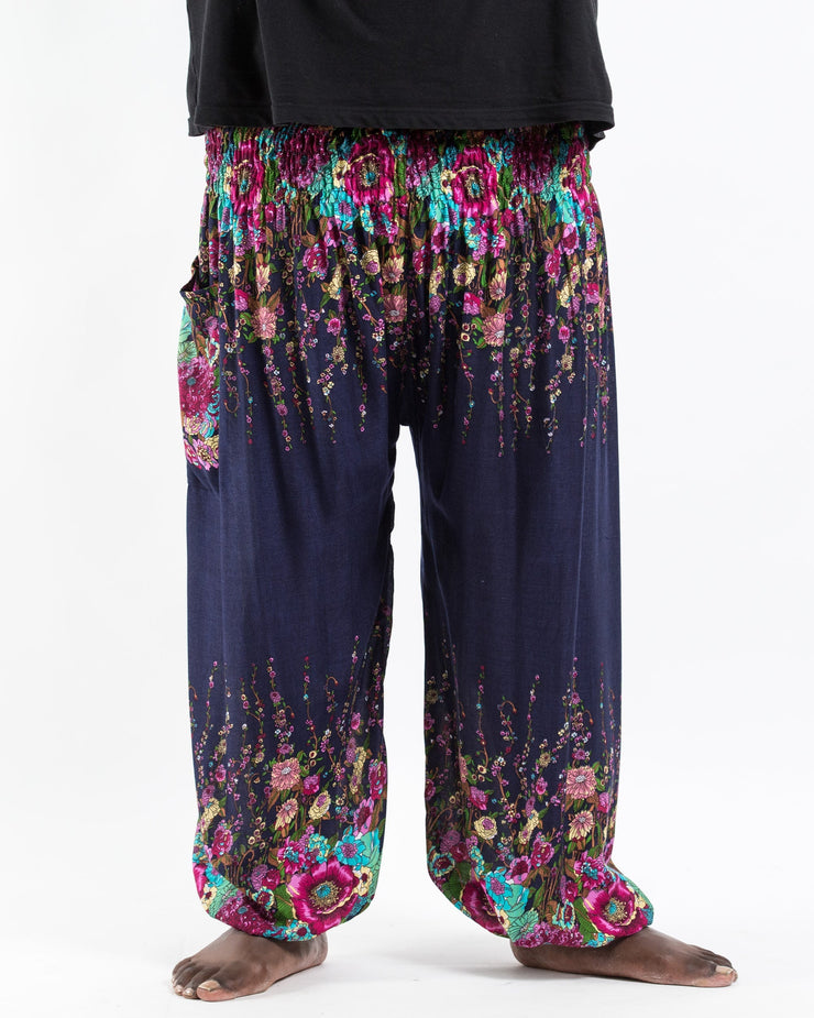 Plus Size Floral Men's Harem Pants in Blue