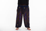 Plus Size Peacock Eye Men's Harem Pants in Navy