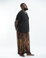 Plus Size Peacock Eye Men's Harem Pants in Brown