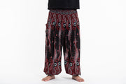 Plus Size Paisley Feathers Men's Harem Pants in Black