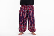 Plus Size Paisley Feathers Men's Harem Pants in Purple