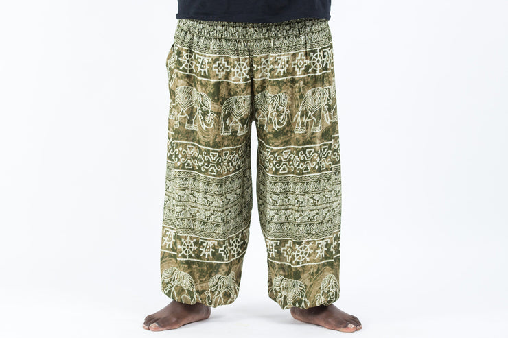 Plus Size Marble Elephant Men's Elephant Pants in Olive