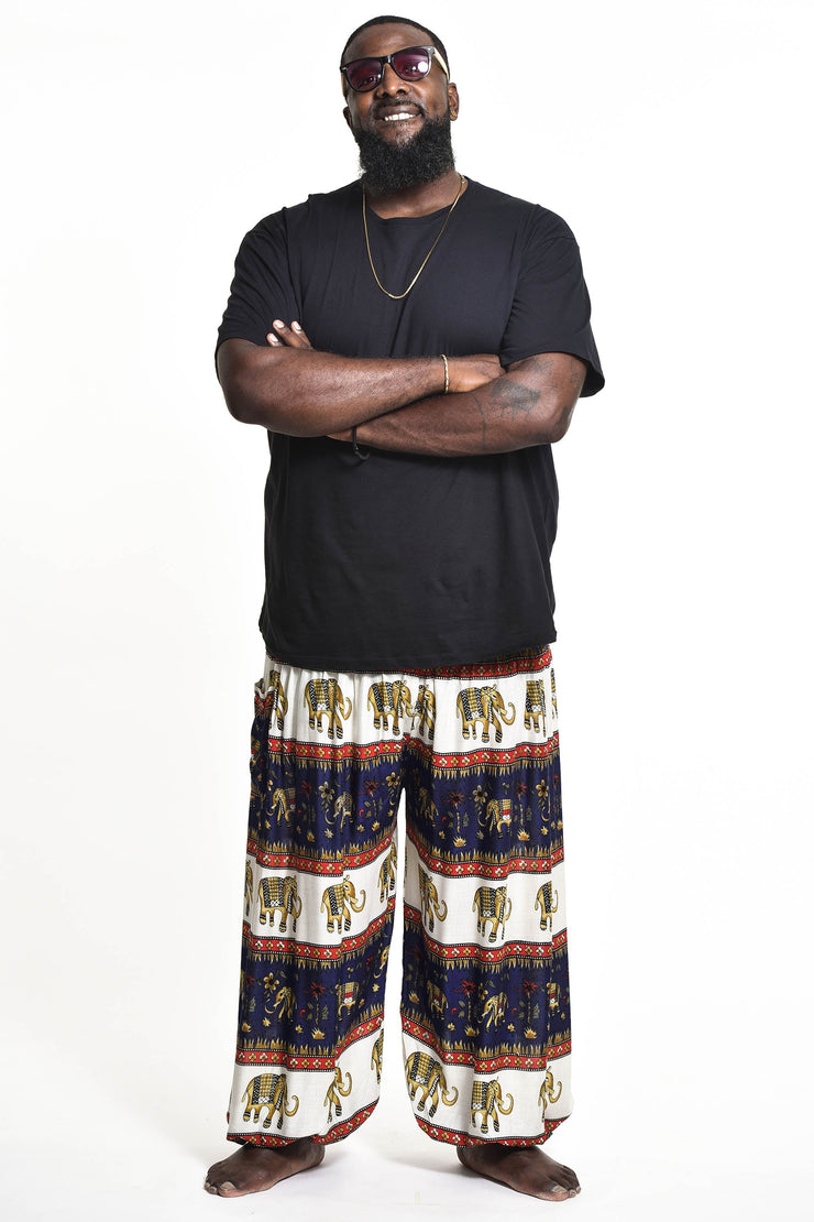 Plus Size Elephant Bliss Men's Elephant Pants in Navy