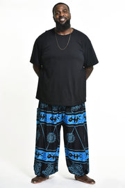 Plus Size Turtle Print Men's Harem Pants in Blue