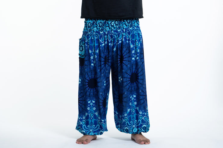 Plus Size Paisley Mandalas Men's Harem Pants in Blue