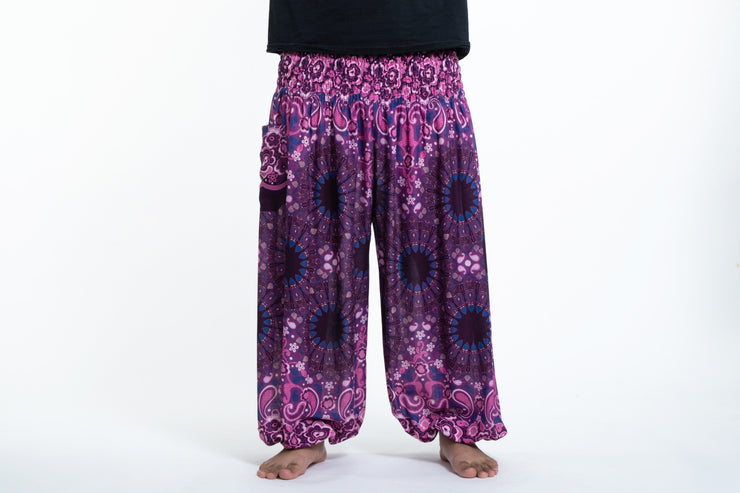 Plus Size Paisley Mandalas Men's Harem Pants in Purple