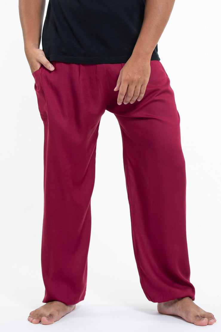 Solid Color Men's Tall Harem Pants in Red