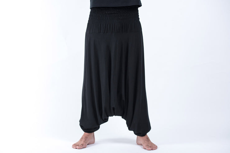 Solid Color Drop Crotch Men's Harem Pants in Black