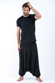 Solid Color Drop Crotch Men's Harem Pants in Black