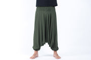 Solid Color Drop Crotch Men's Harem Pants in Dark Green