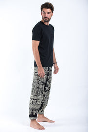 Tribal Prints Drop Crotch Men's Harem Pants in Black