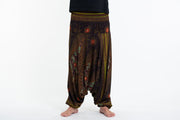 Peacock Eye Drop Crotch Men's Harem Pants in Brown