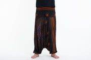 Peacock Eye Drop Crotch Men's Harem Pants in Black