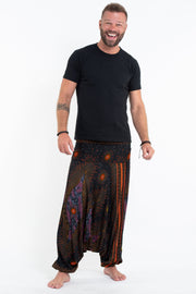 Peacock Eye Drop Crotch Men's Harem Pants in Black