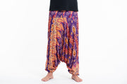 Peacock Paisley Drop Crotch Men's Harem Pants in Purple