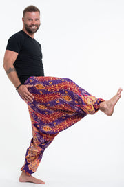 Peacock Paisley Drop Crotch Men's Harem Pants in Purple