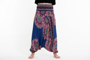 Peony Mandalas Drop Crotch Men's Harem Pants in Blue