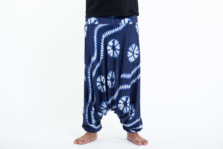 Tie Dye Drop Crotch Men's Harem Pants in Indigo