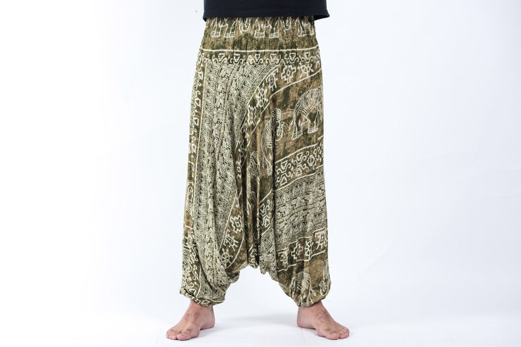 Marble Elephant Drop Crotch Men's Elephant Pants in Olive