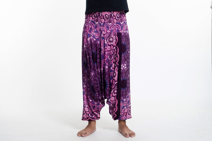 Paisley Mandalas Drop Crotch Men's Harem Pants in Purple