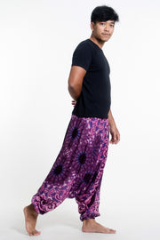 Paisley Mandalas Drop Crotch Men's Harem Pants in Purple