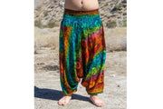 Plus Size Rainbow Elephant Drop Crotch Men's Elephant Pants in Orange