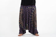 Plus Size Peacock Mandalas Drop Crotch Men's Harem Pants in Blue