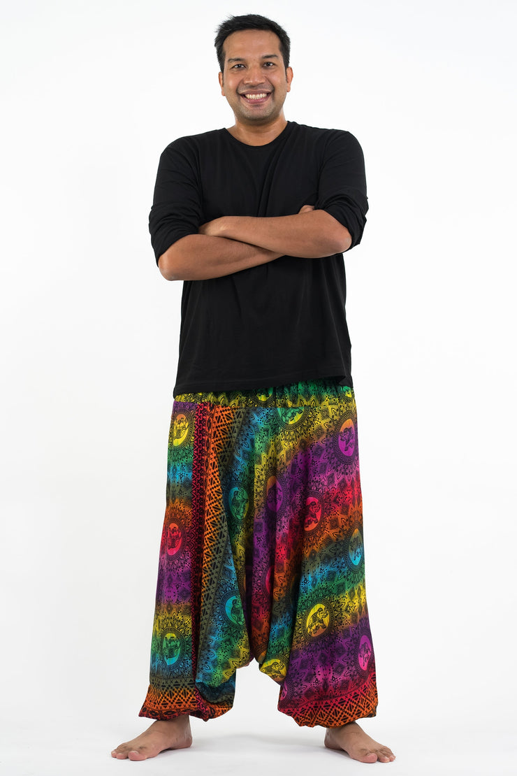 Plus Size Rainbow Elephant Drop Crotch Men's Elephant Pants in Purple