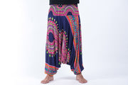 Dashiki Prints Drop Crotch Men's Harem Pants in Navy