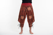 Thai Hill Tribe Fabric Men Harem Pants with Ankle Straps in Brick Orange