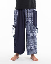 Two Tone Traditional Prints Men's Cotton Pants in Navy