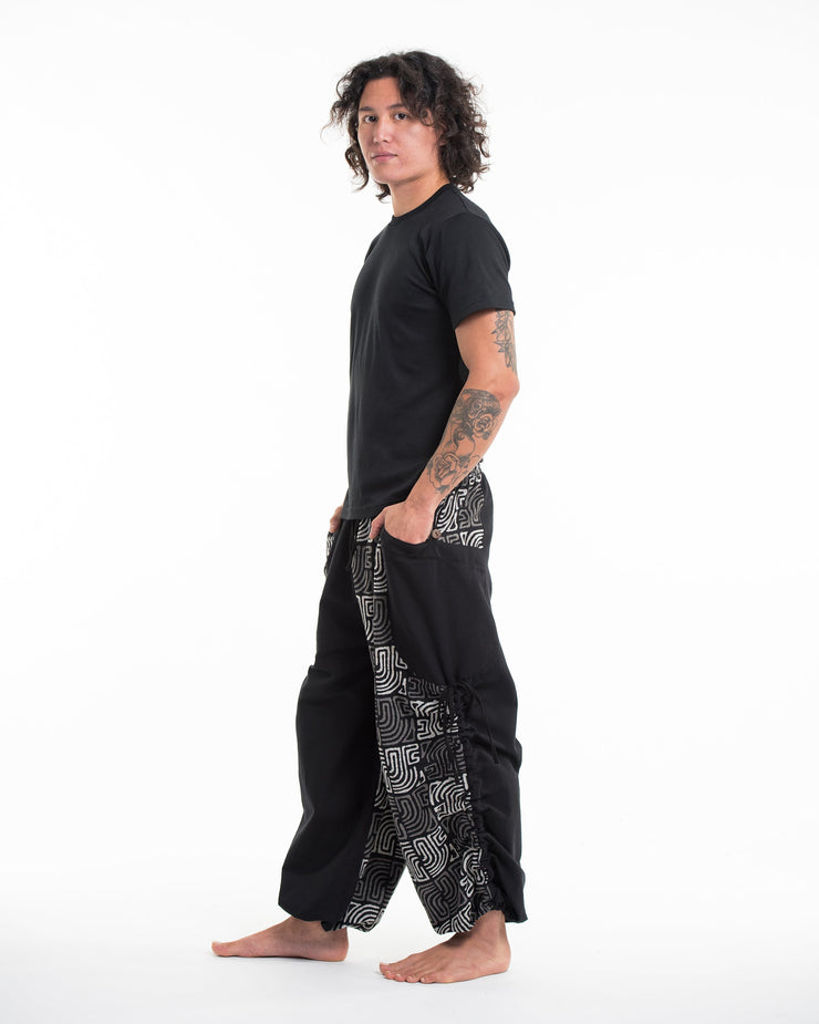 Two Tone Maze Prints Men's Cotton Pants in Black