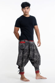 Paisley Thai Hill Tribe Fabric Men's Harem Pants with Ankle Straps