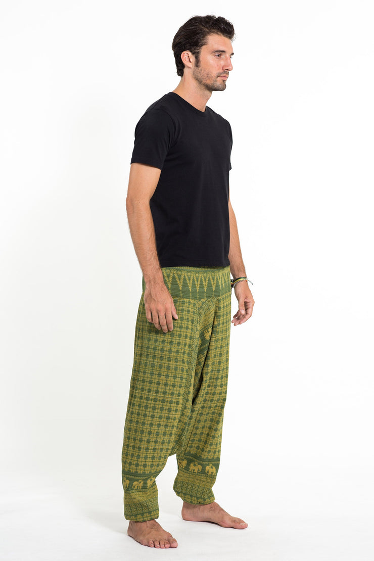 Hill Tribe Elephant Men's Elephant Pants in Green