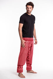 Hill Tribe Elephant Men's Elephant Pants in Red