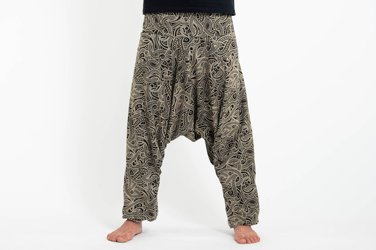 Hill Tribe Paisley Print Men's Harem Pants in Black