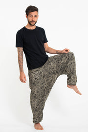 Hill Tribe Paisley Print Men's Harem Pants in Black