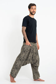 Hill Tribe Paisley Print Men's Harem Pants in Black