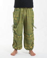 Men's Hill Tribe Cotton Elephant Pants in Green