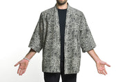 Paisley Print Cotton Kimono Cardigan in Black