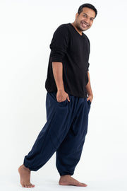 Plus Size Genie Men's Cotton Harem Pants in Navy