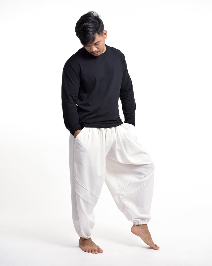 Genie Men's Cotton Harem Pants in White