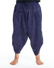 Stone Washed Large Pockets Men's Harem Pants in Blue