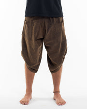 Stone Washed Large Pockets Men's Harem Pants in Brown